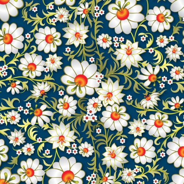 Beautiful flower decor seamless pattern vectors 06