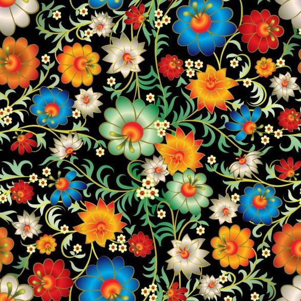 Beautiful flower decor seamless pattern vectors 07