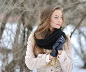 Beautiful girl model winter portrait HD picture 01