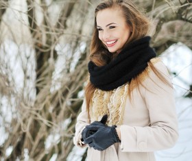 Beautiful girl model winter portrait HD picture 03