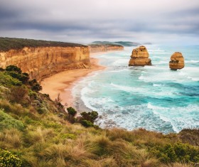 Beautiful natural landscape beach rock cliffs HD picture