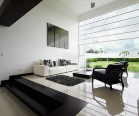 Black and white corresponding to the simple living room