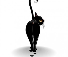 Black carton cat wiht footprint vector