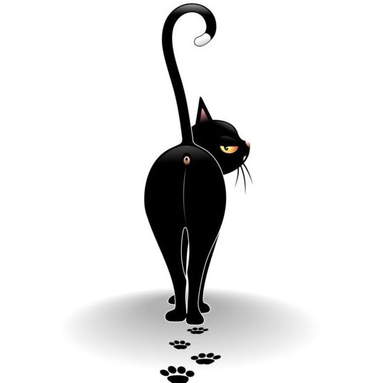 Black carton cat wiht footprint vector