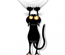 Black cartoon cat with claw trace vector 01 free download