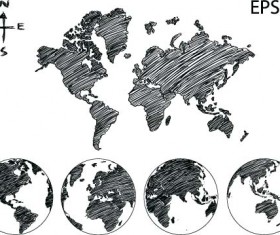 Black maps hand drawn vector