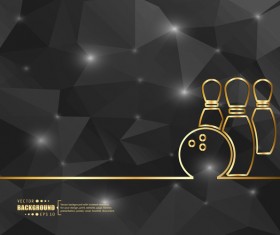 Black polygon background with bowling vector