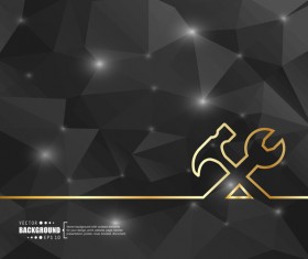 Black polygon background with tool vector