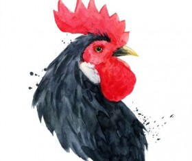 Black rooster head vector