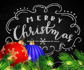 Blackboard with christmas background vector design 02