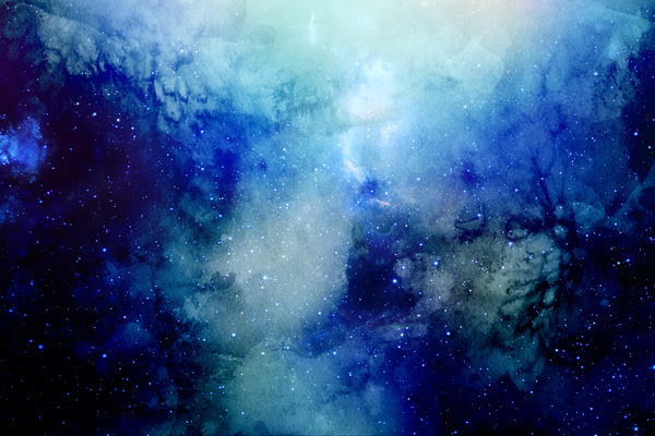 Blue Space Watercolor Backgrounds Stock Photo