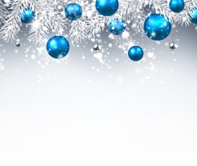 Blue christmas ball with tree branches vector card