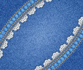 Blue denim textured with lace background vector