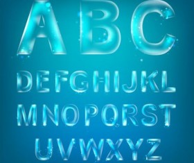 Blue transparent alphabet vectors