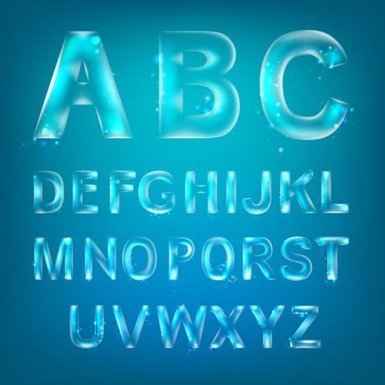 Blue transparent alphabet vectors