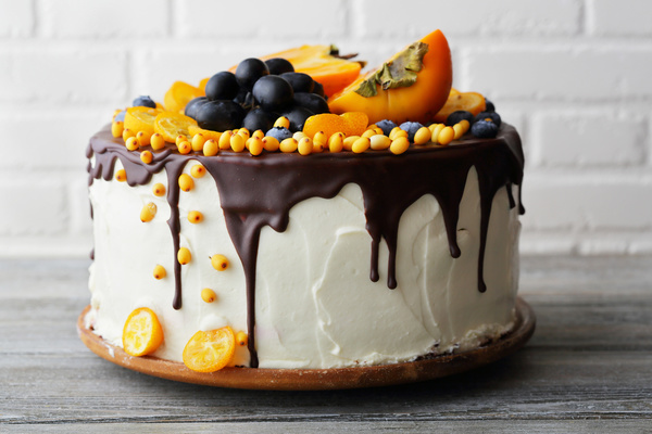 Blueberry Persimmon Chocolate Cake