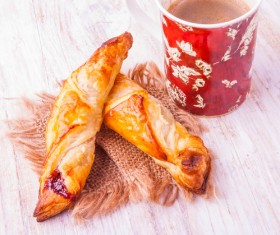 Bread and coke on the linen cloth