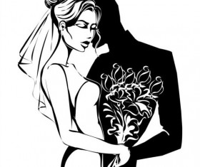 Bride and groom wedding invitation template vector 03