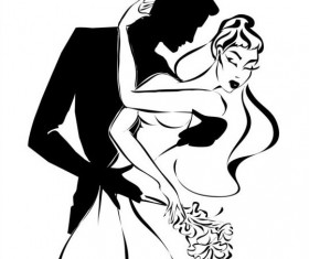 Bride and groom wedding invitation template vector 05