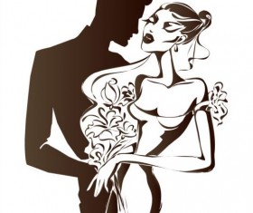 Bride and groom wedding invitation template vector 06