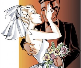 Bride and groom wedding invitation template vector 08