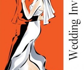 Bride and groom wedding invitation template vector 09