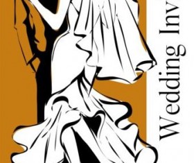 Bride and groom wedding invitation template vector 11