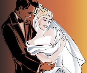 Bride and groom wedding invitation template vector 12