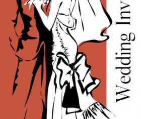 Bride and groom wedding invitation template vector 13