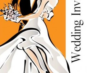 Bride and groom wedding invitation template vector 14