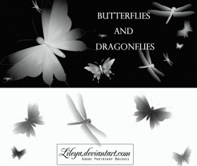Butterflies and dragonflies photoshop brushes