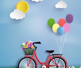 Byicycle and flower with grass vector