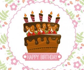 Cake with birthday background retro vector