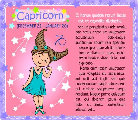 Capricorn zodiac kid card vector