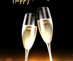 Champaghne glasses with new year background vector 01