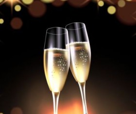 Champaghne glasses with new year background vector 02