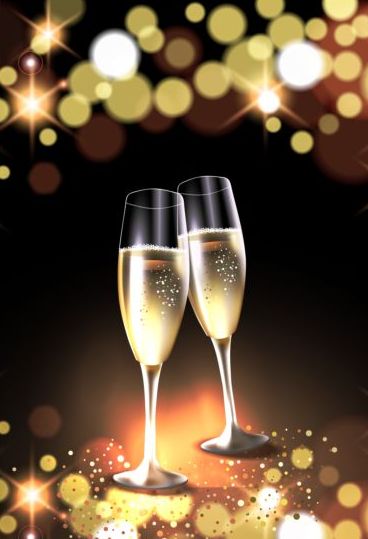 Champaghne glasses with new year background vector 02