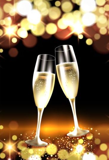Champaghne glasses with new year background vector 03