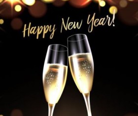 Champaghne glasses with new year background vector 04
