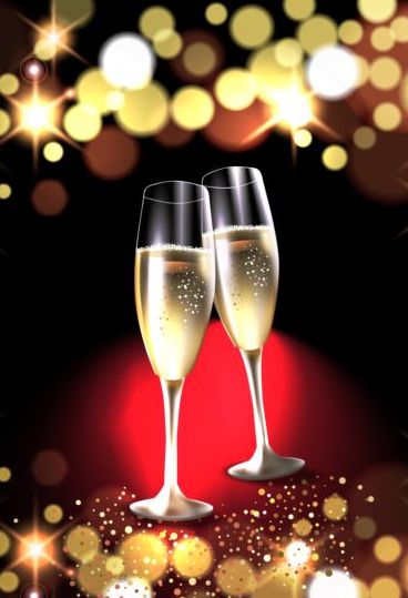 Champaghne glasses with new year background vector 05