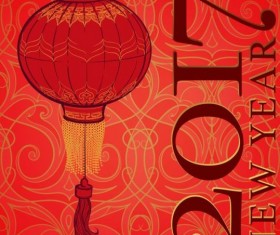 Chinese 2017 New Year red background vector 02
