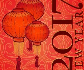 Chinese 2017 New Year red background vector 05