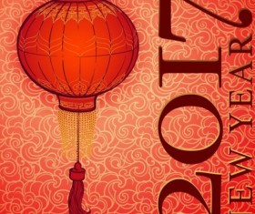 Chinese 2017 New Year red background vector 06