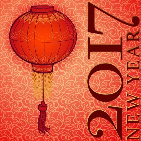 Chinese 2017 New Year red background vector 06