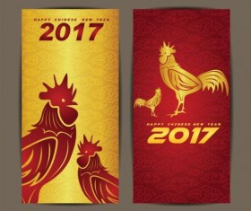 Chinese new year 2017 vertical cards vector 01