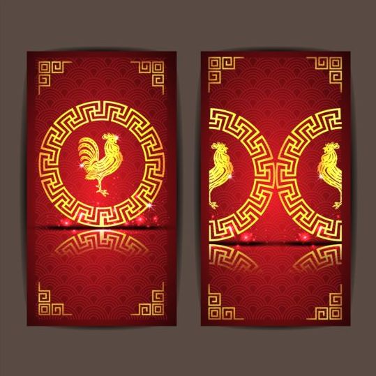 Chinese new year 2017 vertical cards vector 04