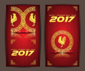 Chinese new year 2017 vertical cards vector 05