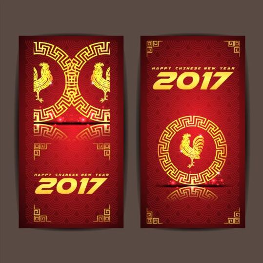 Chinese new year 2017 vertical cards vector 05