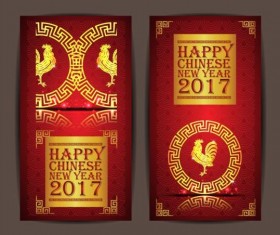 Chinese new year 2017 vertical cards vector 06