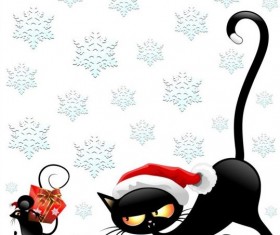 Christmas cats and mouse cartoon vector
